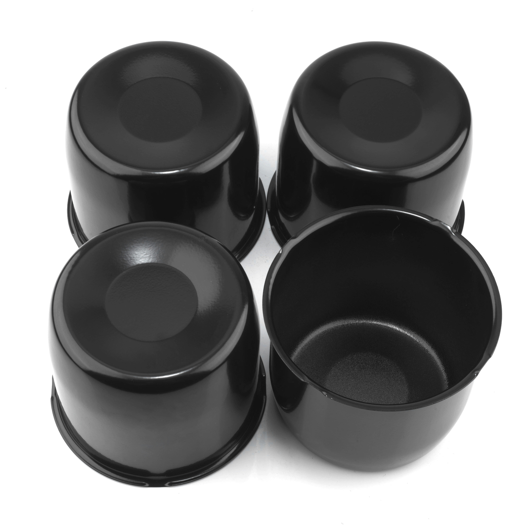 The 5/6lug Push-Thru Center Caps 4.25" Bore 3.54" Tall for trailer truck SUV RV travel camper wheels. The hubcaps are carbon steel and are closed-end wheel center caps