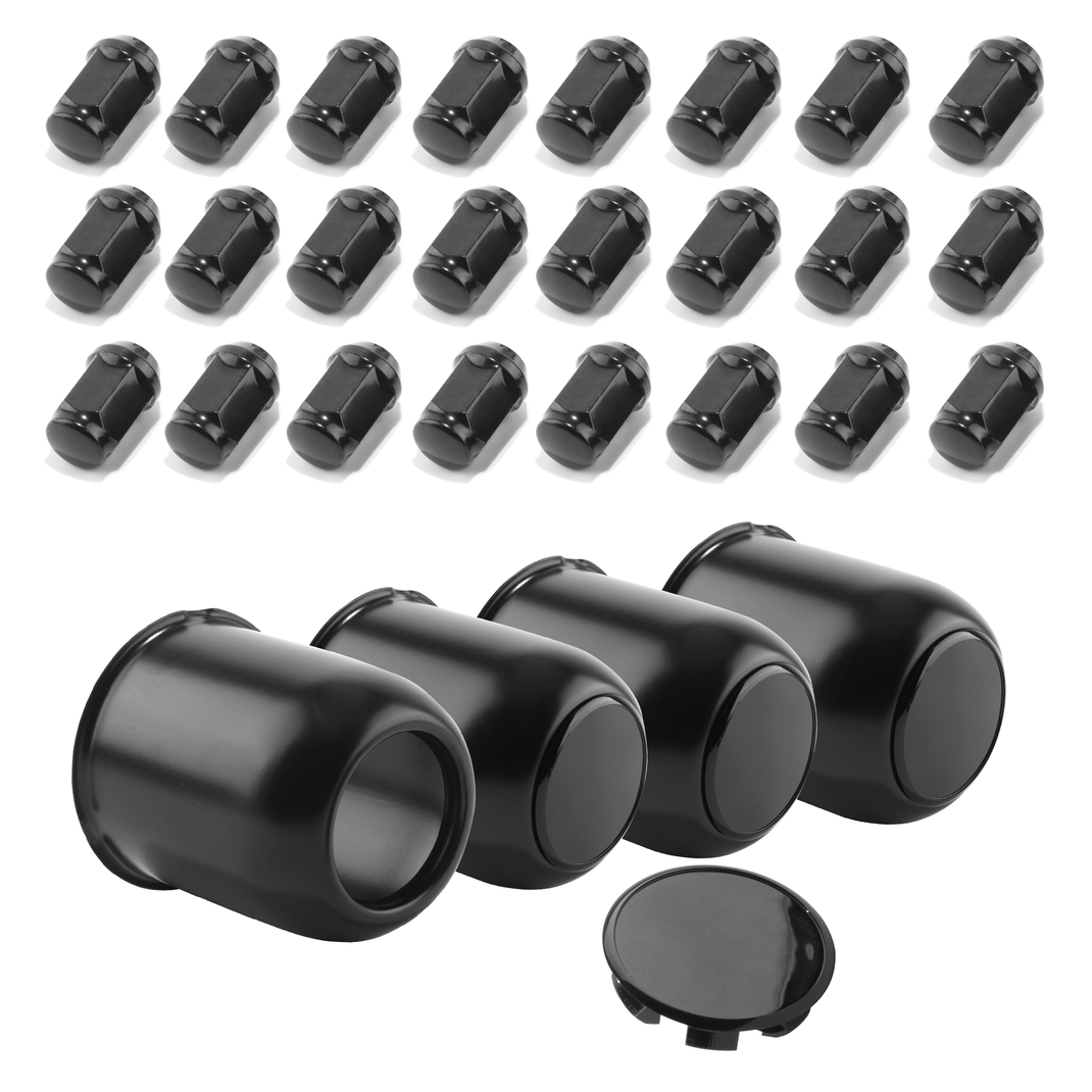 3.19" Push Through Wheel Center Caps Trailer Hub Cap for Truck SUV RV Wheel Rim Carbon Steel With Standard 1/2"-20 60 Degree Lug Nuts