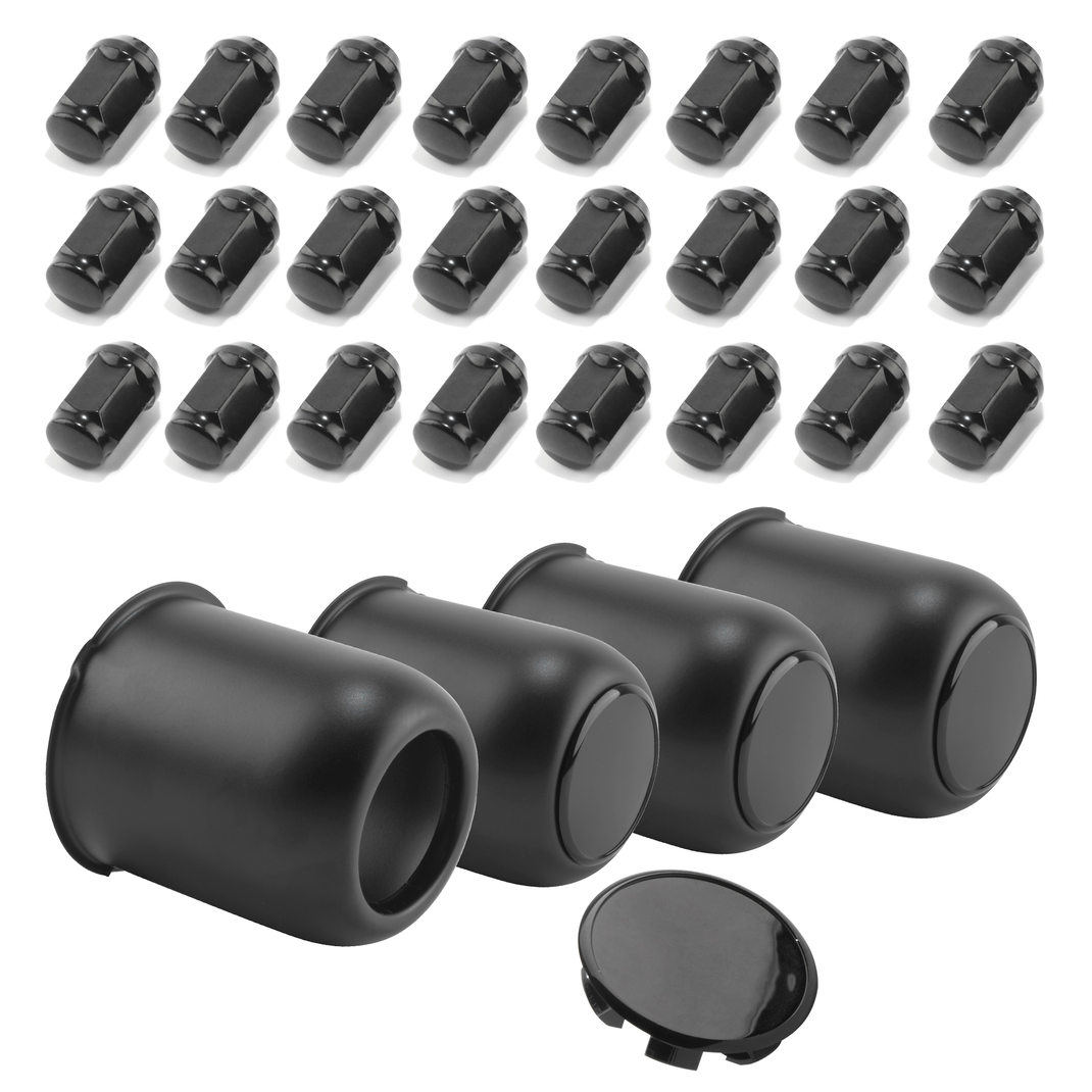 The 5 lug Trailer Stainless Center Cap and Lug Nuts Sets Push Thru Center Caps With Lug Nuts For 3.19" Center Hole For Standard 1/2"-20 60 Degree Diameter Stud.