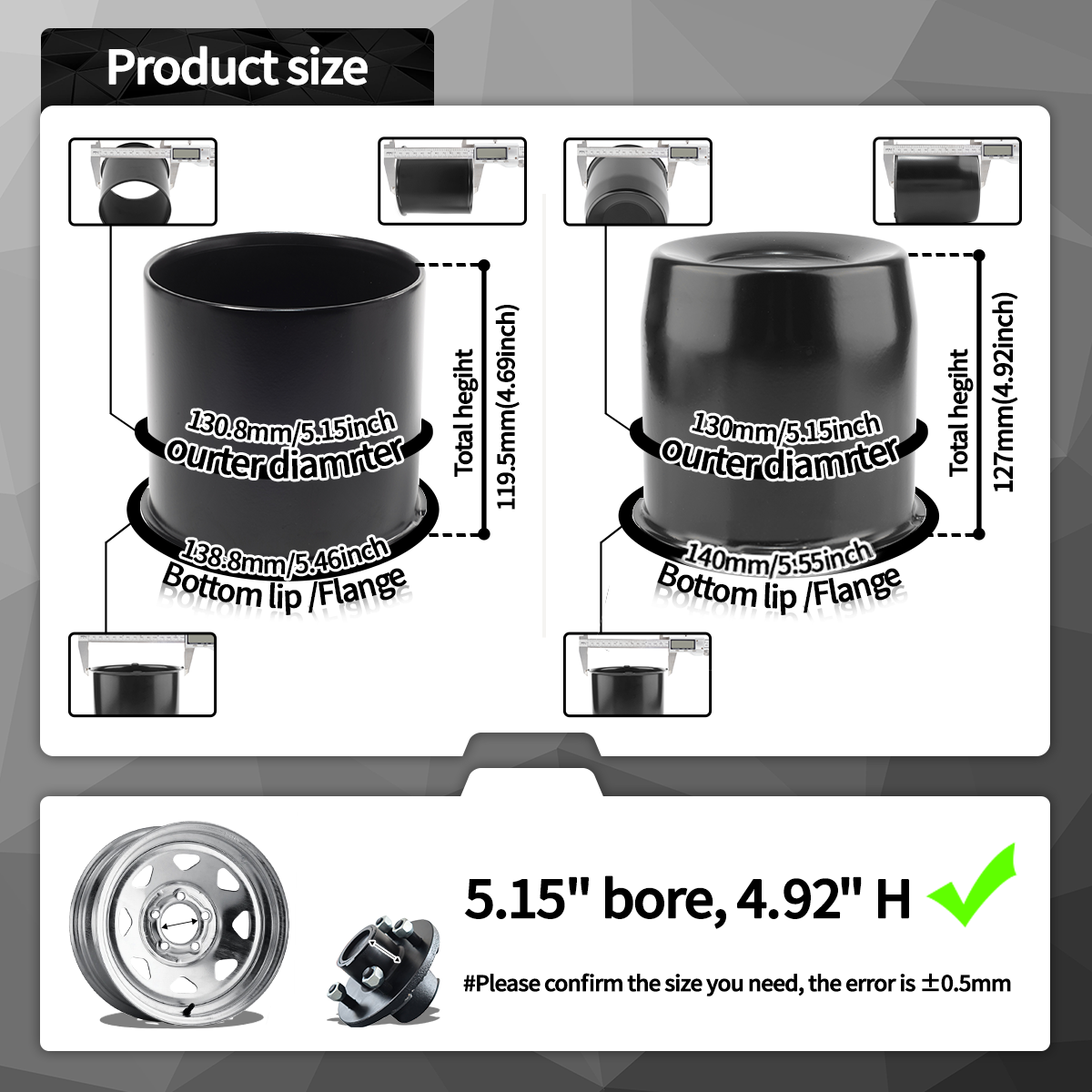 2 Open 2 Closed Push Thru Center Caps（2）