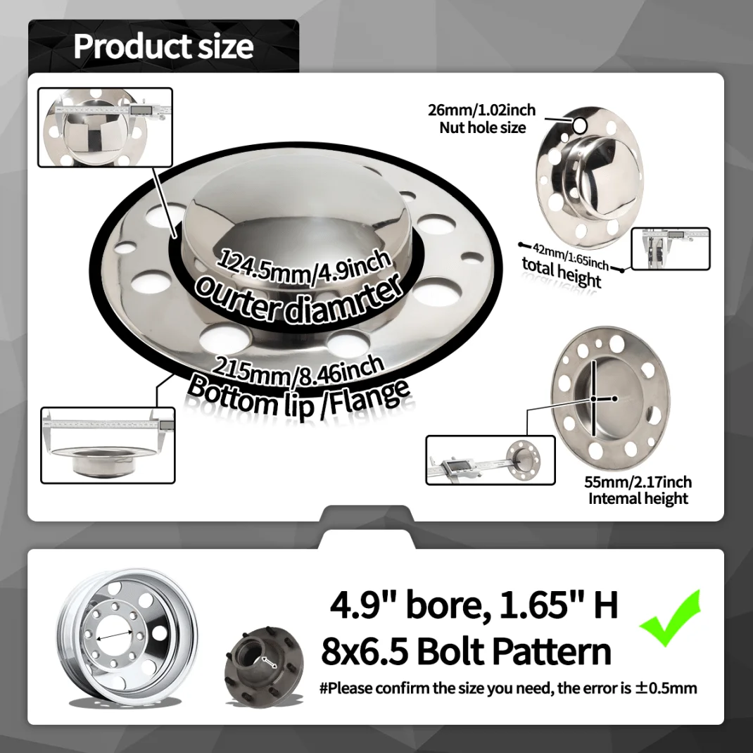 8 Lug Alcoa Eagle Wheel Center Caps Stainless 134 1 134 (1)