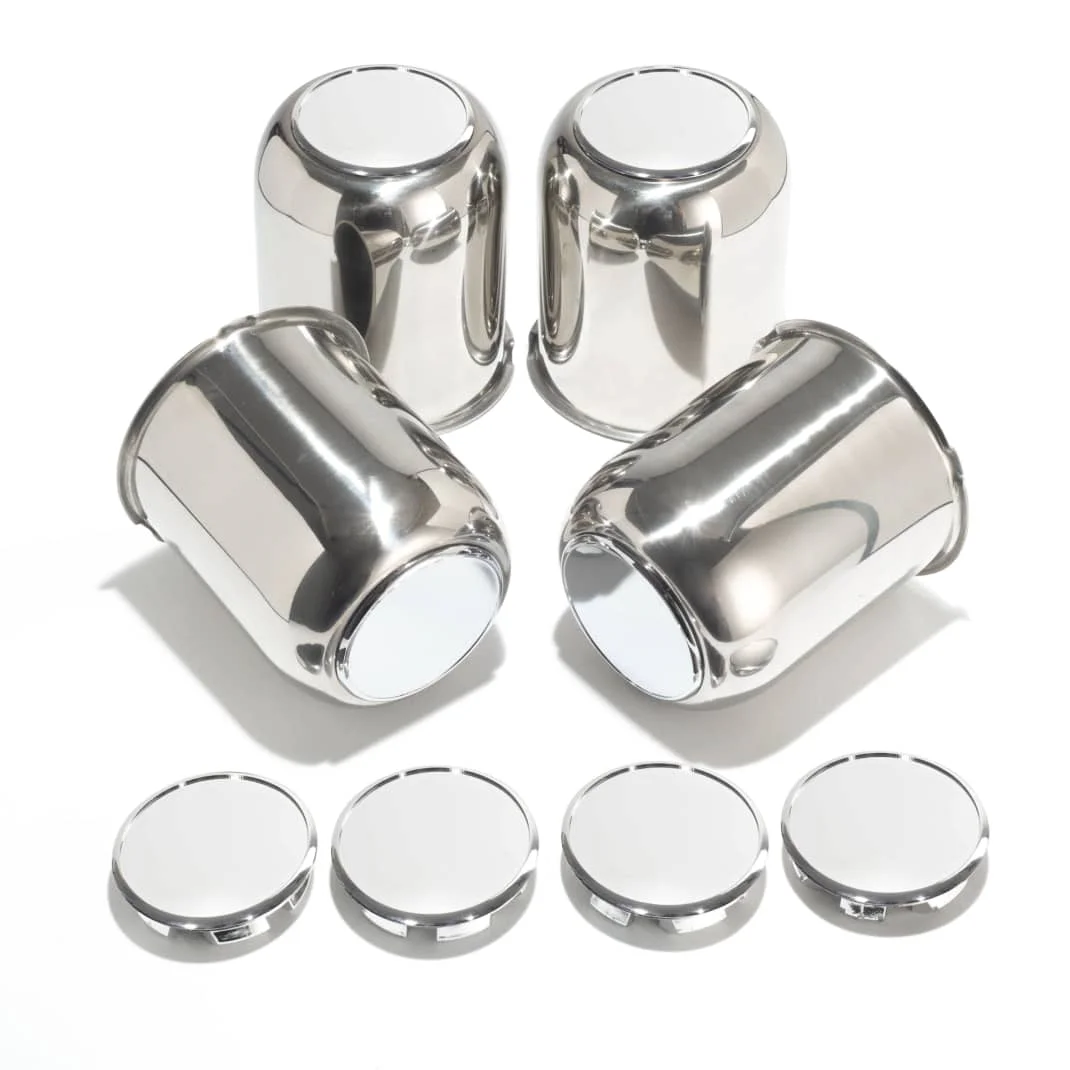 With 4 Replacement Open End Plug Center Caps Stainless (1)