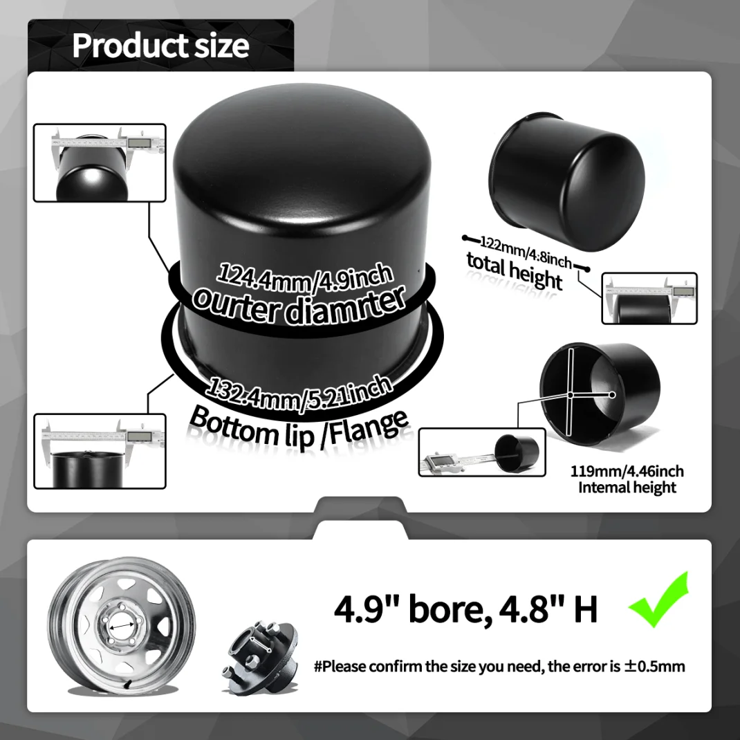 4.9in Trailer Wheel Center Caps (3)